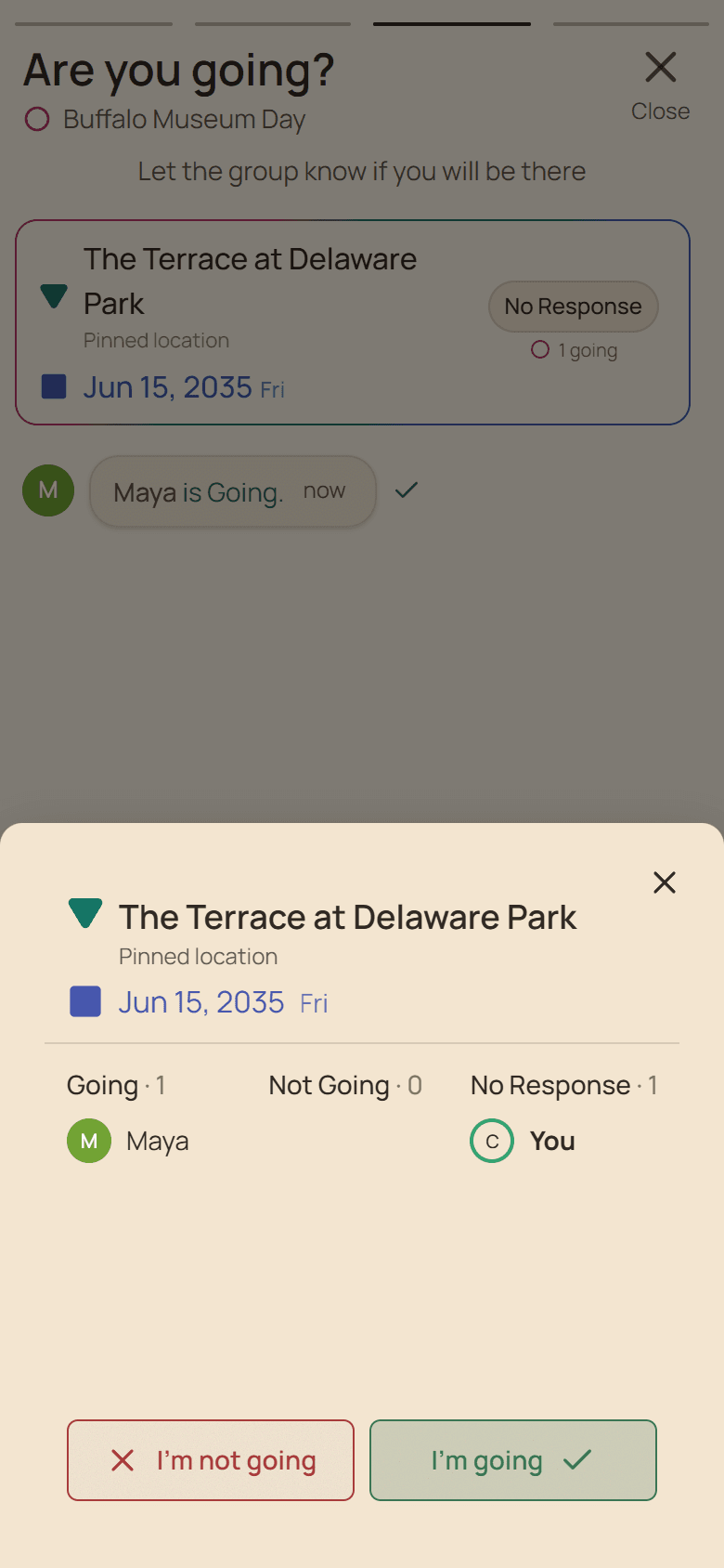 Huddl product screen showing an unanswered plan