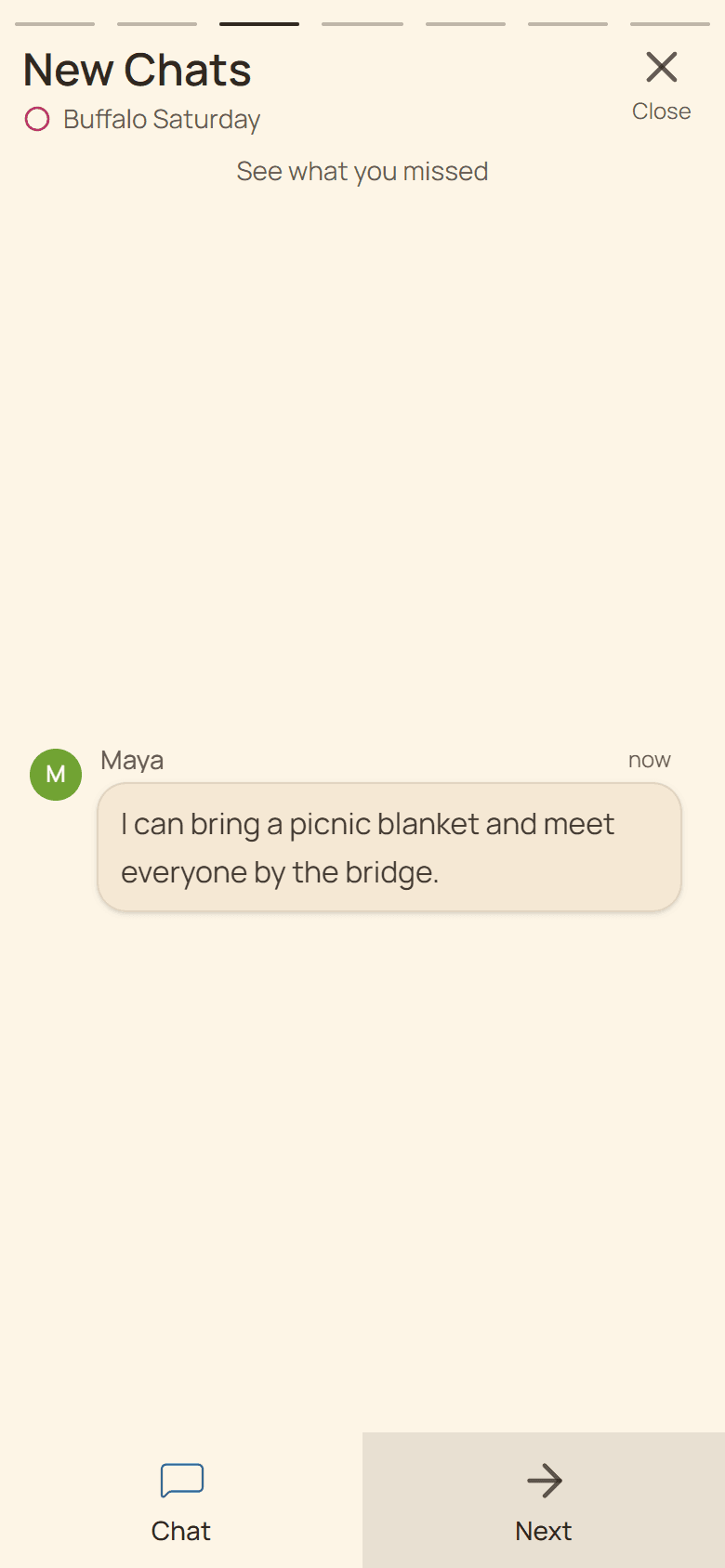 Huddl product screen showing unread conversation in Updates