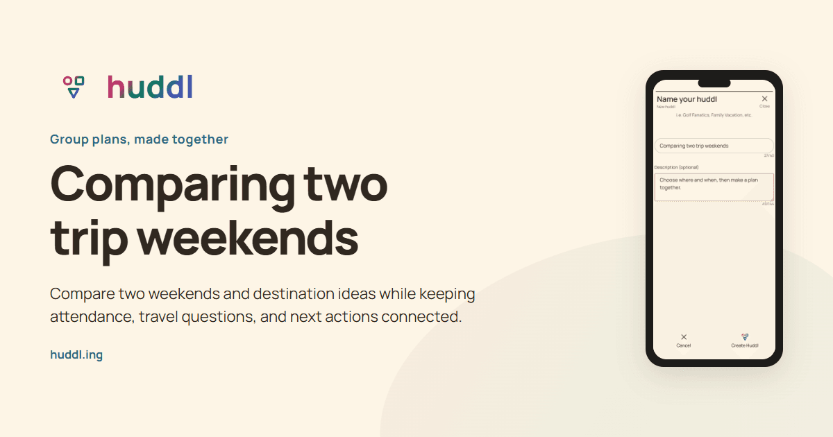 Illustrated overview: Comparing two trip weekends