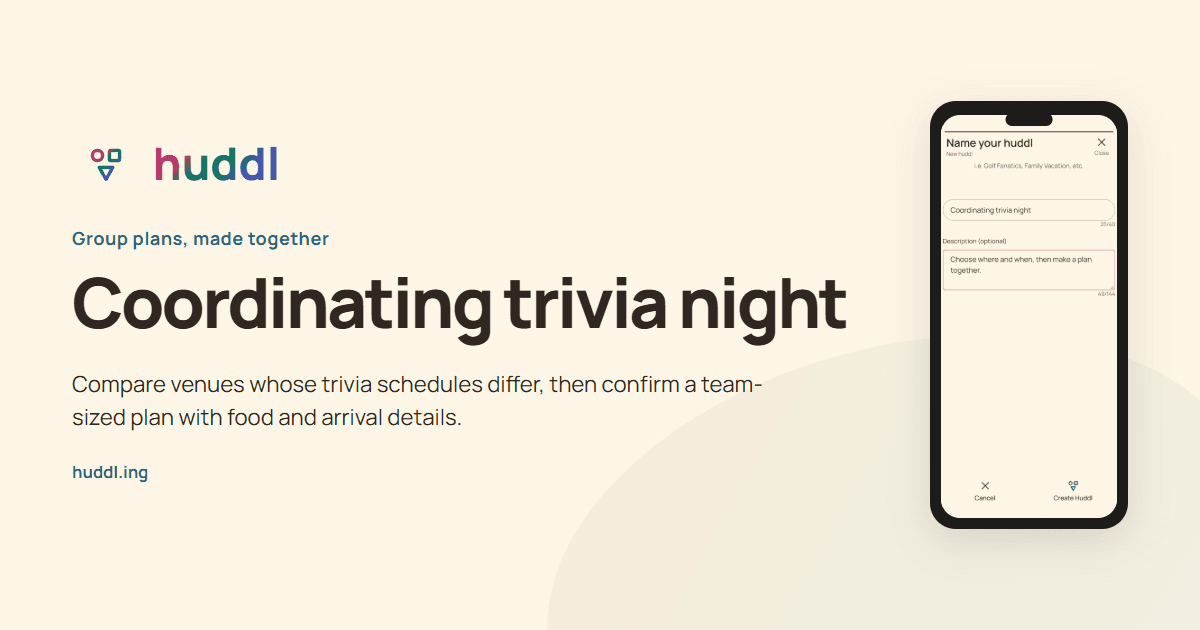 Illustrated overview: Coordinating trivia night