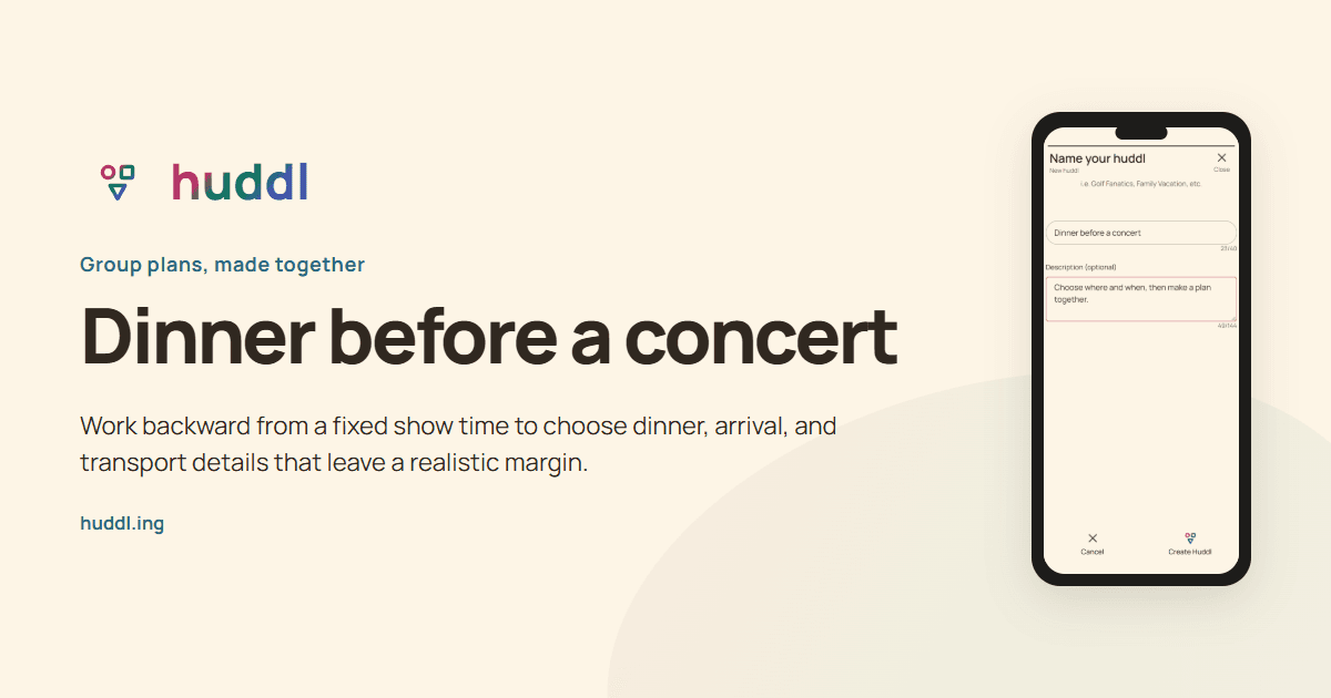 Illustrated overview: Dinner before a concert