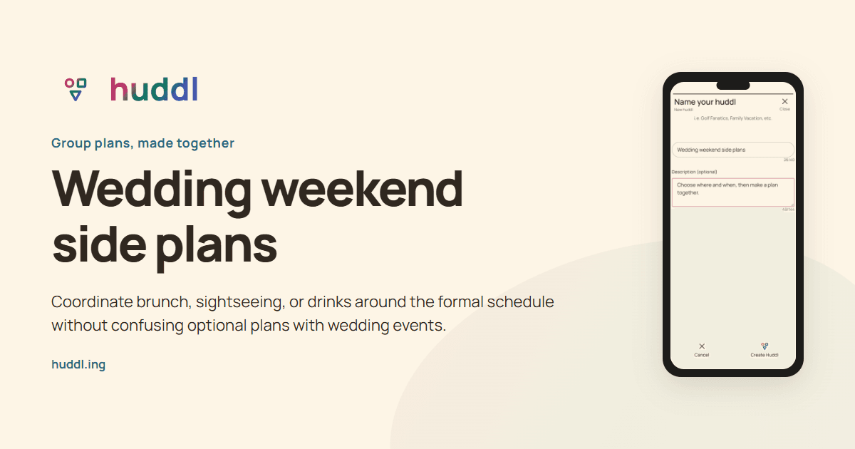 Illustrated overview: Wedding weekend side plans